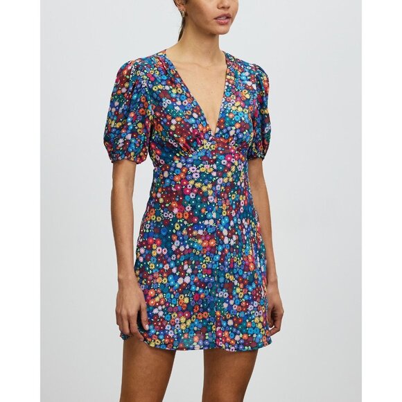 Staud Rainbow Floral Milla Mini Dress - Picture 1 of 16